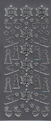 Reindeer, snowflakes  ~ Silver Peel Offs